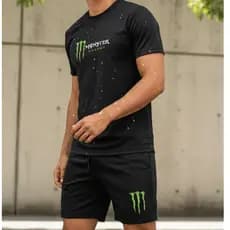 Conjunto MNST - Kit 2 Peças - 1 Camisa Dry fit | 1 Short Tactel Mauricinho Esportivo Academia Secagem Rapida Slim