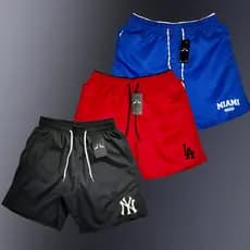 Kit Com 3 Shorts TACTEL Masculino MIX  N.Y - L.A Bermuda Premium Academia Praia Corrida Calção Esporte