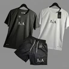 Kit 2 CAMISA 1 Short Tactel Mauricinho Bermuda Camiseta Dry fit Com Elastano Esporte Academia Halena