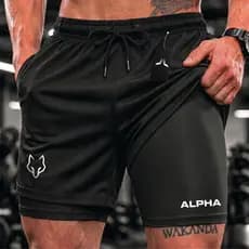 Bermuda Compressão Duplo Masculina 2 Em 1 Short Academia ALPHA02