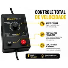 Dimmer Bivolt 1000W 10A com Tomada Controlador para Lixadeira Esmerilhadeira Furadeira 110V 220V