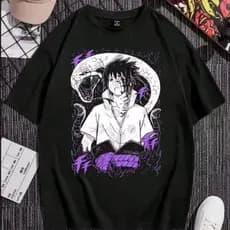 camisa de anime naruto sasuke uchira unissex(100%algodão)