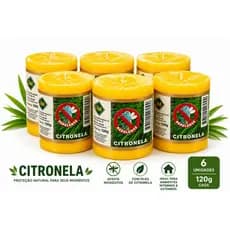 Kit 06 velas repelente natural de 120g citronela pernilongos borrachudo parafina pura promoção.