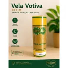Vela Votiva 7 Dias Mel Amarela 260g Resim Aromática Oração e Decoração