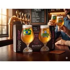 Taça Beer Master 380ml Copa do Mundo Kit 2 Peças Vidro Logos Sortidas Cerveja Bar