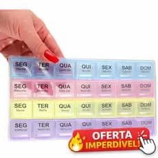 Porta Comprimido Mensal 28 Dias Organizador de Remédios Manhã Almoço Noite Extra Estojo Medicamentos
