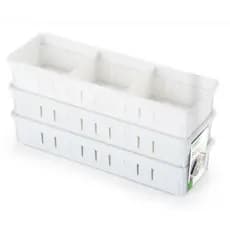 Kit com 3 Organizadores de Gaveta – Porta Talheres e Objetos em Plástico Branco