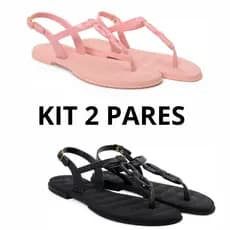 Kit 2 Pares Sandália Corrente Feminina Passeio
