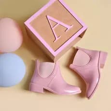 Bota feminina infantil cano curto galocha impermeável antiderrapante para frio e chuva promoção