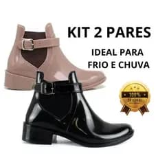 Kit Bota Galocha Feminina Impermeável Confortável