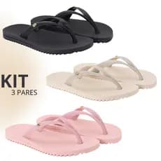 Kit's 1, 2 e 3 Pares Chinelo Feminino Infantil de Menina Confortável Casual