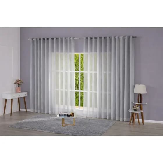 Cortina Linho Voil Flame 7,00 x 2,50/2,60/2,80 mts Linho Sem Forro