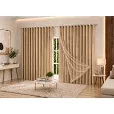 Cortina Luxo Voil Gaze De Linho Forro Microfibra 10,00 x 2,50/2,60/2,70/2,80 Alto Padrão