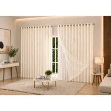 Cortina Luxo Voil Gaze De Linho Forro Microfibra 8,00x2,50/2,80/2,60 Alto Padrão