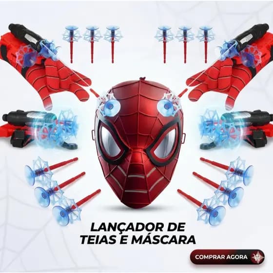 Kit Luva Homem-Aranha: Máscara + 2x Luvas Lança Dardos  Homem Aranha - Brinquedos de Menino