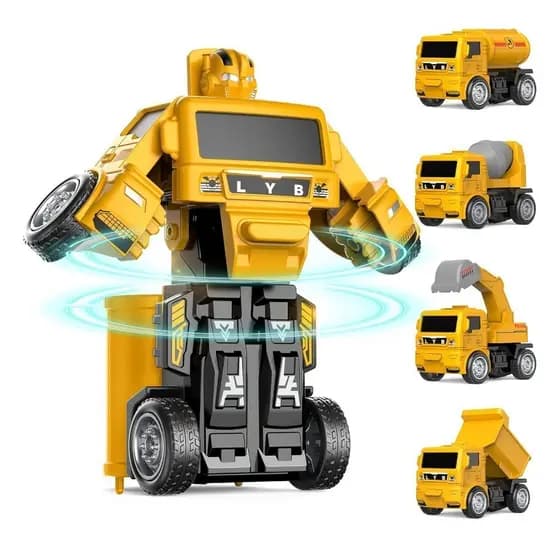 Caminhão Bate Transformes Bombeiros Maquinas de Construção Carrinho a Fricção Truck Tanque Brinquedo Carrinho Vira Robo