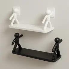 Kit 1 ou 2 Prateleira Buddy / Boneco Decorativa com Adesivo – Organizador Banheiro e Cozinha Com Suporte