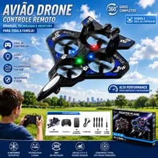 Avião Drone Controle Remoto Recarregável Led 360° Rc