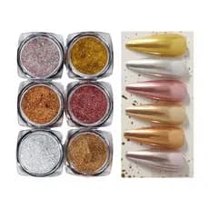 6un Po Metalizado com Pincel Espelhado Decoração Design Unhas Glitter Cromo