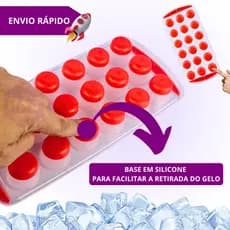 Forma de Silicone Flexível para Gelo e Porções Ideal para Cozinha de Casa ou Bar 21 Cubos Redondo