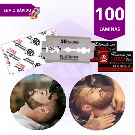 Lâminas de Barbear Sobrancelha 100 Unidades Lord Platinum para Corte Preciso Ideal para Barbeiros