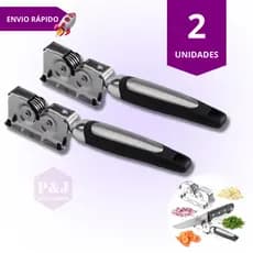 Kit 2 Amolador Afiador de Facas Tesouras Facão Canivete em Aço Inox com Cabo Emborrachado Qualidade e Precisão