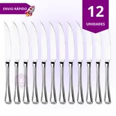 Kit de Facas de Inox 12 Peças para Cozinha Mesa Talher Casa e Restaurante Churrasco Uso Profissional e Doméstico