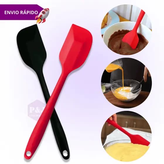 Colher de Silicone Espátula Reta 27cm Grande Ideal para Confeitaria e Cozinha