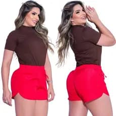 Shorts Tactel Feminino Saída de praia pareô Canga Short de Academia Moda Verão 202444..