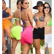 Shorts Tactel Feminino PLUS SIZE Saída de praia pareô Canga Short de Academia Moda Verão