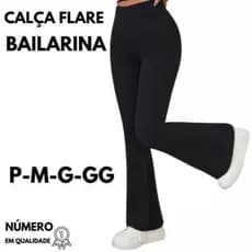 Calça Flare Bailarina Cintura Alta P AO G3 Plus Size