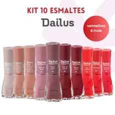 DAILUS UNHAS - KIT 10 MARAVILHAS - ESMALTES - VERMELHO | NUDE - ATACADO | MANICURE