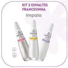 IMPALA UNHAS - KIT 3 ESMALTES - CONJUNTO ELEGANTE FRANCESINHA