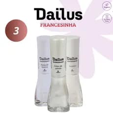DAILUS KIT UNHAS FRANCESINHA - 3 ESMALTES - BRANCO PURO | BRANCO CREMOSO | CINTILANTE - MANICURE