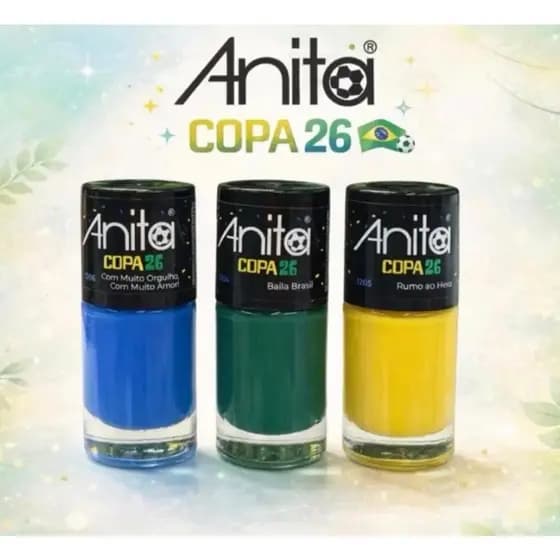 Esmalte Anita Copa Do Mundo 2026 - Kit 3 Cores Brasil Manicure Pedicure Nova coleção
