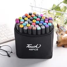 Estojo Bolsa Caneta Marcadores KIT 24 Com Ponta Dupla Com NÚMERO DE CORES Conjunto Pintura Artística