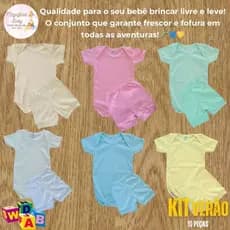 Kit 10 Peças Body Manga Curta Canelada e Shorts Conjunto Bebê Body Shorts Roupa de Bebê Barato