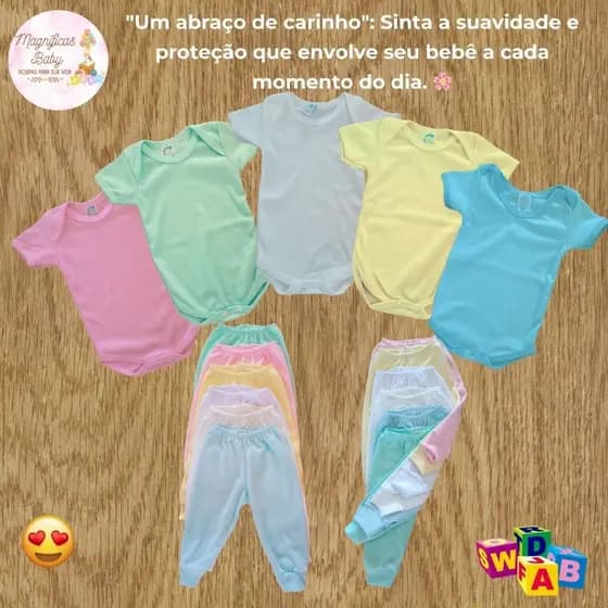 Conjunto Body e Mijão Body Manga Curta Canelado e Mijão Body Bebê Roupa de Bebê Kit enxoval bebê Body Manga curta Body