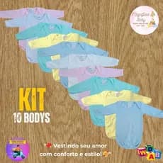 Kit 10 bodys Manga Longa Canelado Kit body Roupa de bebê Body de bebê Kit enxoval bebê body antialérgico