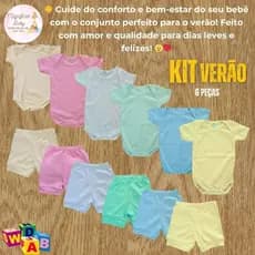 Kit 6 peças Conjunto Bebê Body Manga Curta Canelado e Shorts Roupa de Bebê Conjunto Bebe Verão