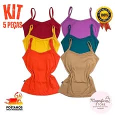 Kit 5 Blusa Regata Alcinha Em Malha Suede Blusinha de Alcinha Confortável Kit Blusinha