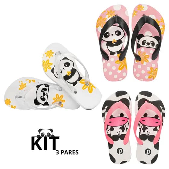 Kit Chinelo Infantil Estampado Macio