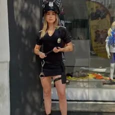 Fantasia de Policial Feminina Luxo Vestido e Acessórios Halloween Festa Fantasia