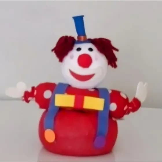 PESO DE PORTA PORTA PALHACINHO  NA COR VERMELHO POÁ BRANCO