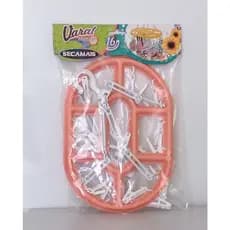 MINI VARAL MULTIUSO COM 16 PRENDEDORES COR LARANJA \ BRANCO