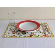JOGO AMERICANO PLÁSTICO BRANCO FLORAL COM 6 PORTA PRATO
