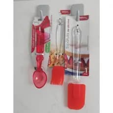 KIT 3 PEÇAS 1 COLHER  ACRILICO PARA TIRAR SORVETE DO POTE+ 1 ESPATULA DE SILICONE + 1 PINCEL DE SILICONE