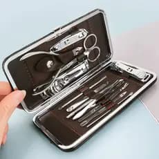 Kit Cortador De Unha Manicure Portatil Estojo Pinca Tesoura 12 peças
