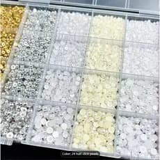 Adesivo Para Arte Em Unhas , Acessórios Faça Você Mesmo , Pérola , Alto Brilho , 24 Grades , Meio R