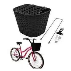 Cesta Cestinha Grande Preta Com Tampa de Plástico para Bicicleta bike Aro 24 e 26